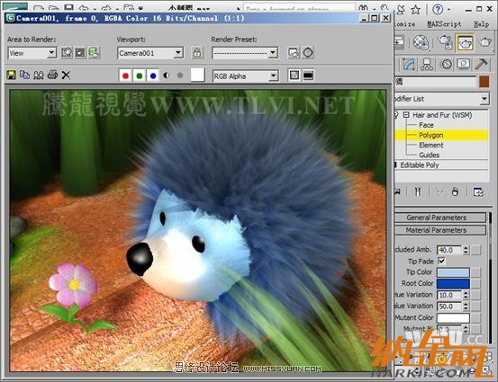 3D Max使用Hair and Fur修改器設置毛發(fā)效果,PS教程,設友公社教程網(wǎng)